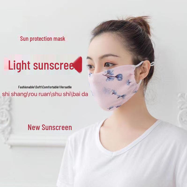 Máscara de Chiffon Respirável com Proteção UV Estilo Coreano - Lavável e Ajustável