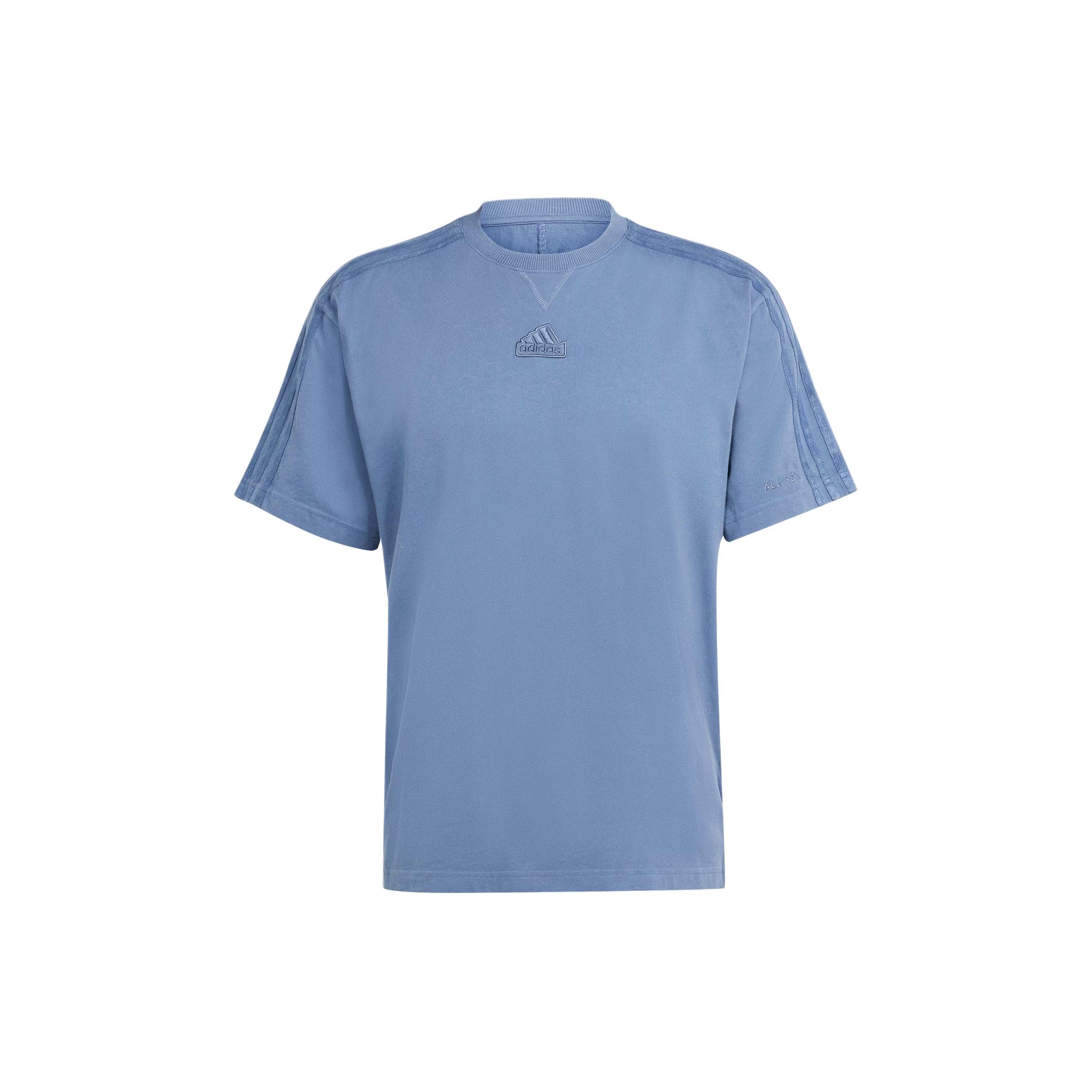 adidas ALL SZN 3-Stripes Garment Wash T-Shirt Asia Sizing Blue Men s IR5199 XXL