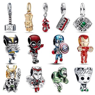 Passend für Original Armband Armreif Marvel Lron Man Deadpool Wolverine Kupfer Charms Perlen Anhänger DIY Schmuck Geschenk