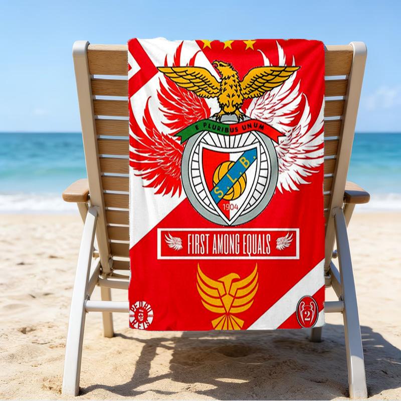 Ben-fica Fußballverein Bedrucktes Strandtuch, Superweiche Mikrofaser, Perfektes Geschenk zum Geburtstag, für Pool, Strand, Reisen, für Familie und Freunde