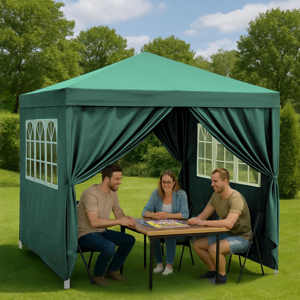 Garden pavilion, commercial tent, party gazebo, 4 side walls, windows, xxl