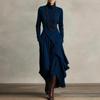 European Style Autumn/Winter 2025 Women's Solid Color Long Sleeve High Neck Irregular Dress