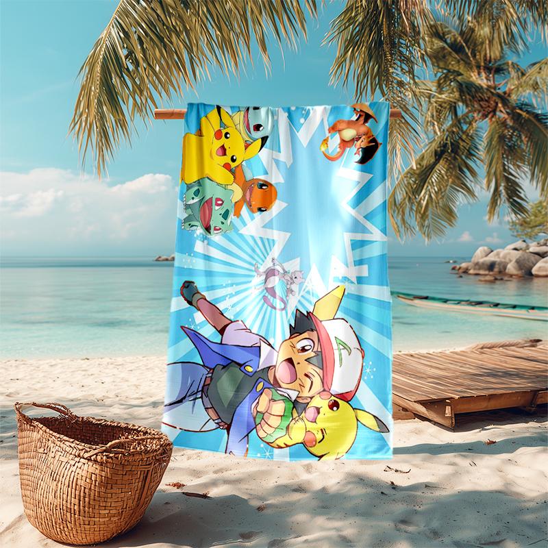Pokémon beach towel Outdoor camping Beach towel for vacation swim Outdoor pool Absorbent bath towel