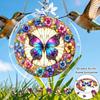 1Set 83pcs Stained Acrylic Puzzle Suncatcher, 18.8cm Purple Blue Butterfly And Wreath Window Hanging Irregular Puzzle Sunlight Catcher for Garden And