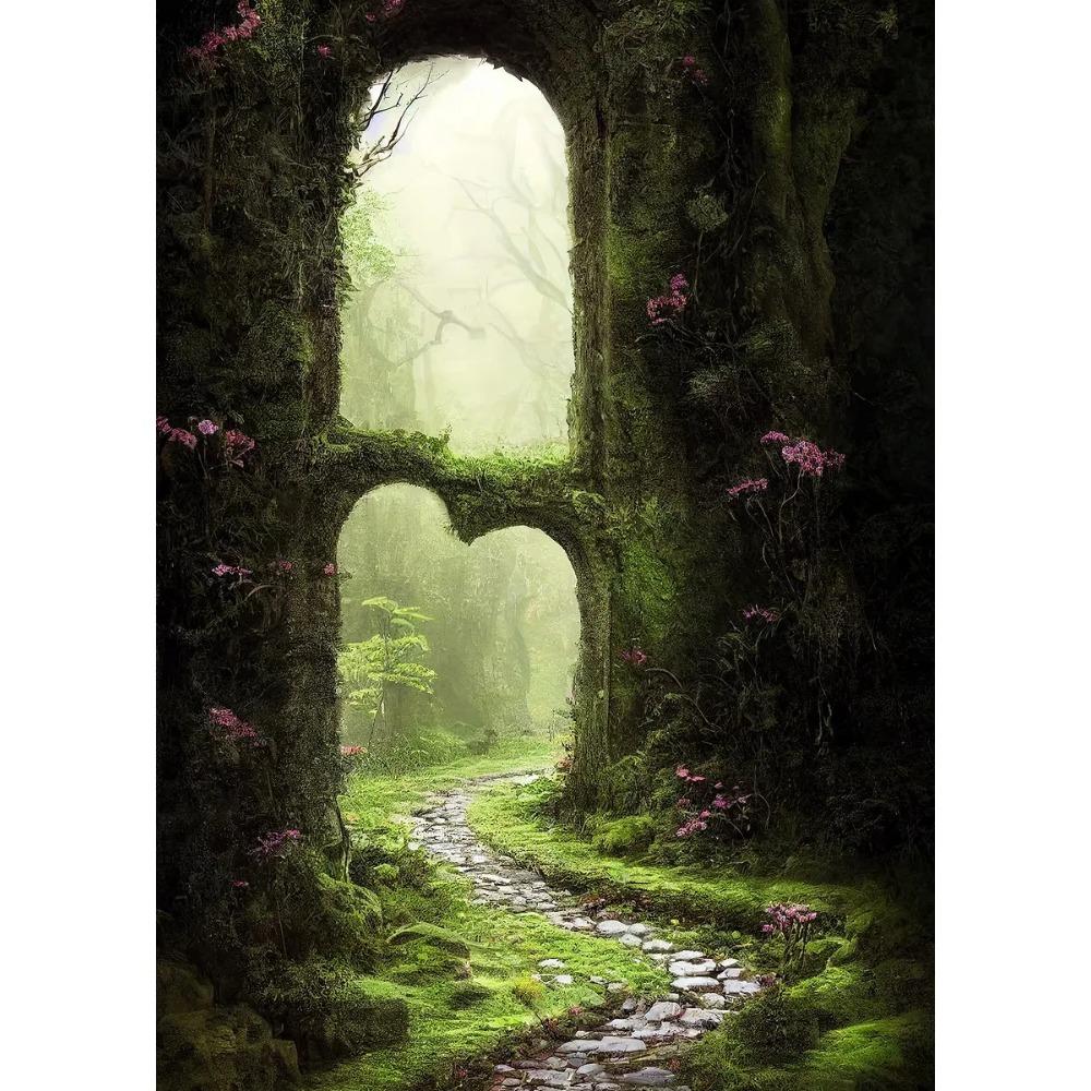 Mysterieuze Betoverde Bos Poster Zonovergoten Elfenbos Pad Sprookjes Prints Canvas Schilderij Muurfoto Huis Woonkamer Decor