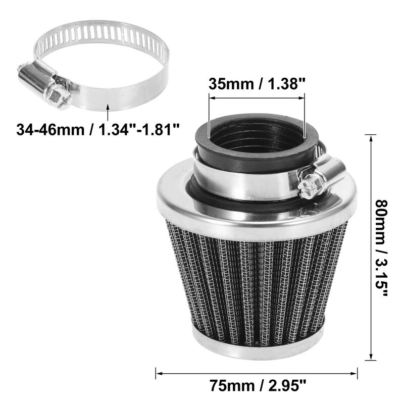 Motoforti Motorcycle 35/39/42/44/48/50/52/54mm Air Filter Cleaner Round Tapered Replacement For 50cc 70cc 90cc 110cc 125cc