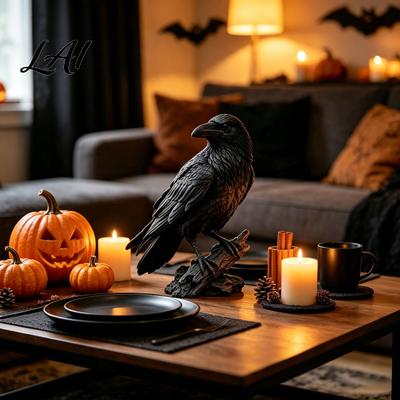 Gotische Krähe Figur Realistische Schwarze Figur Harz Rabe Statue für Halloween Tischdeko Vogel Skulptur Dekor Dunkles Gruseliges Ornament Haus Büro