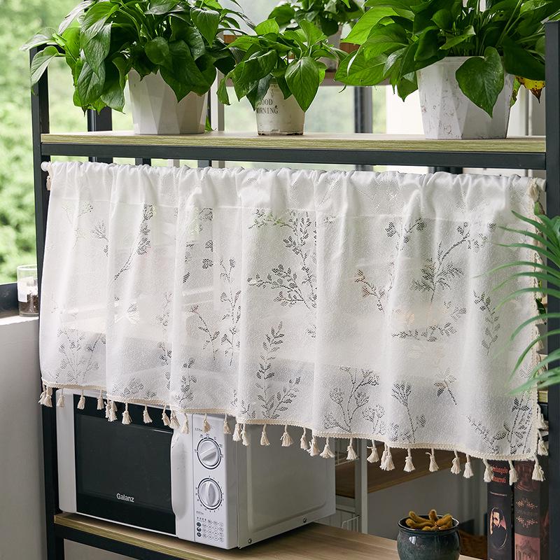 Double Layer High-End Embroidered Kitchen Cabinet Blackout Café Curtain
