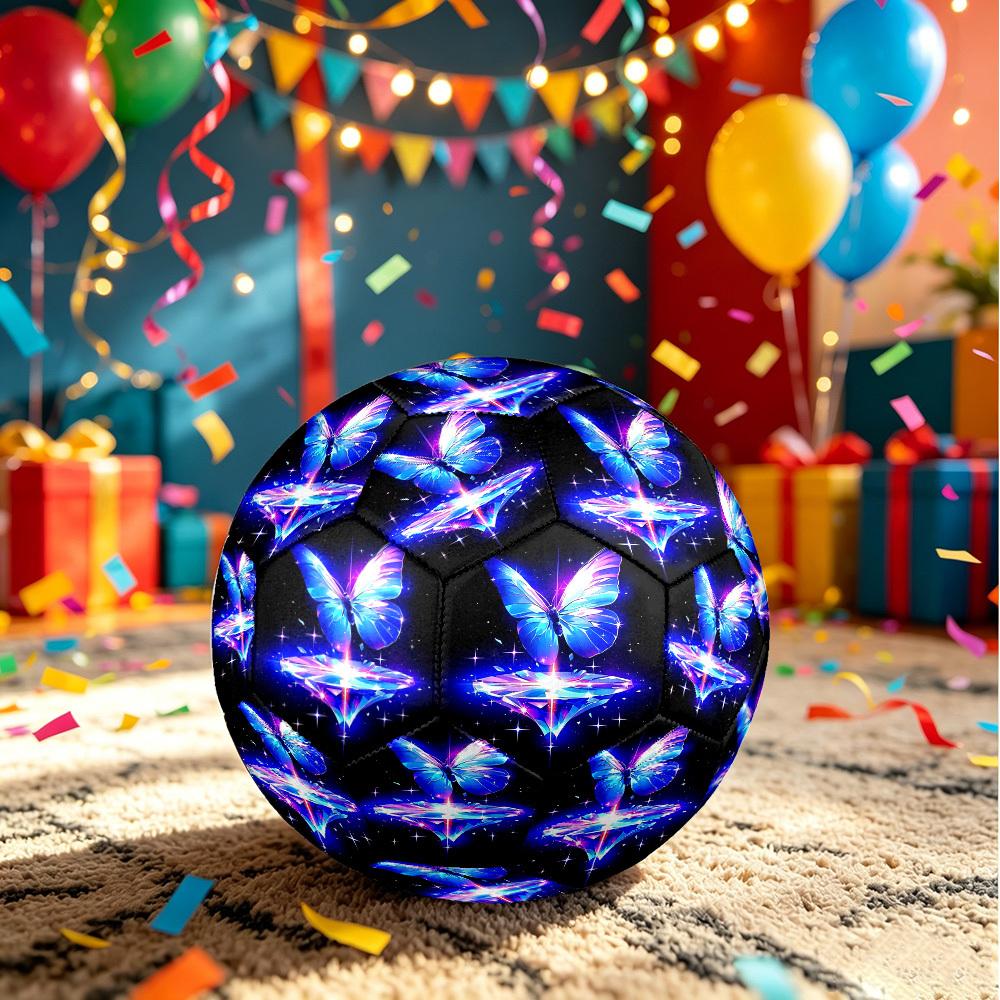 1pc Butterfly Magic Sparkle Theme Soccer Ball Football, Size 5, Lightweight PVC, Outdoor Training Soccer Ball,Gift C6524