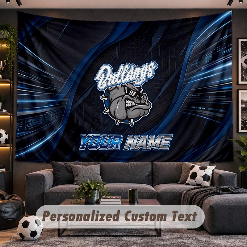 Wall Hanging Tapestry Custom NameCanterbury-Bankstown Bulldogs Pattern Personalized Printed Fabric Wall Decor