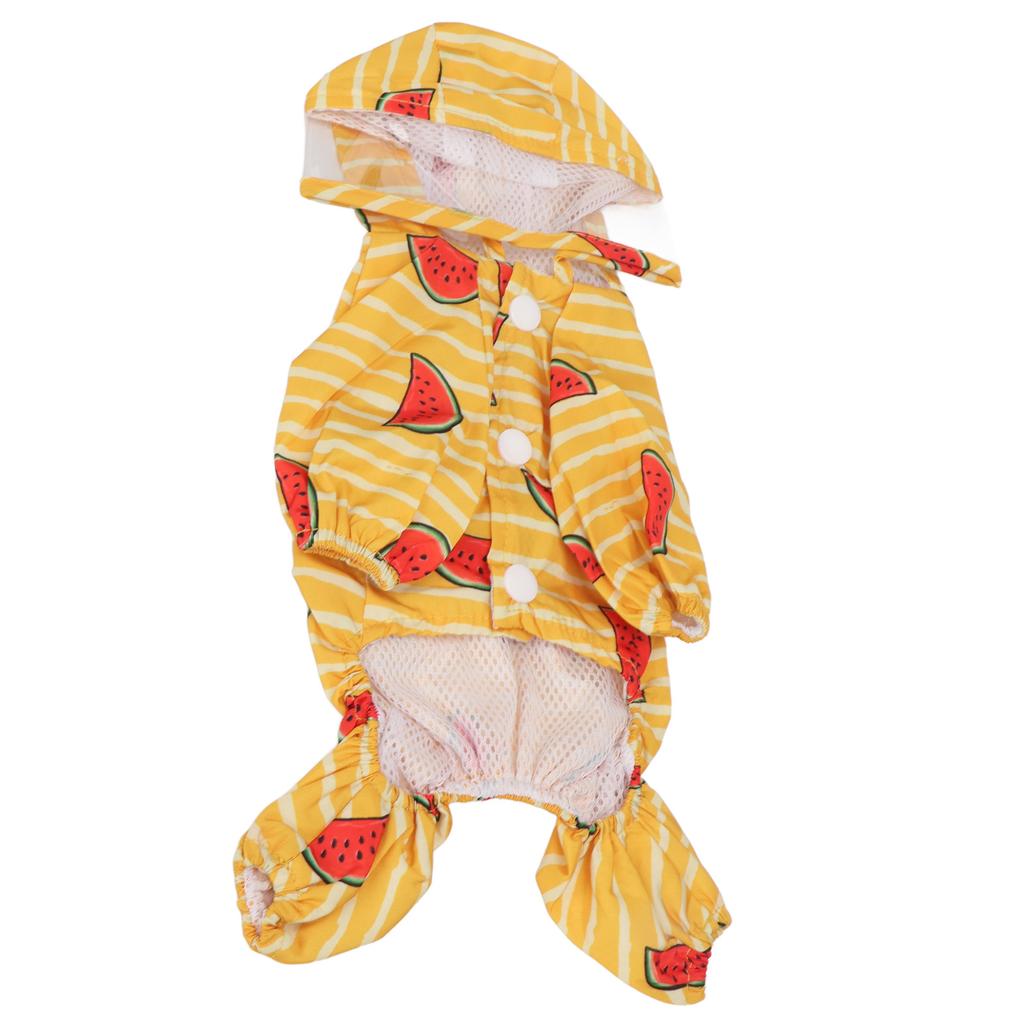 Pet Dog Hooded Rain Coat Lightweight Watermelon Pattern Waterproof Reflective Puppy Raincoat Jacket with D Ring