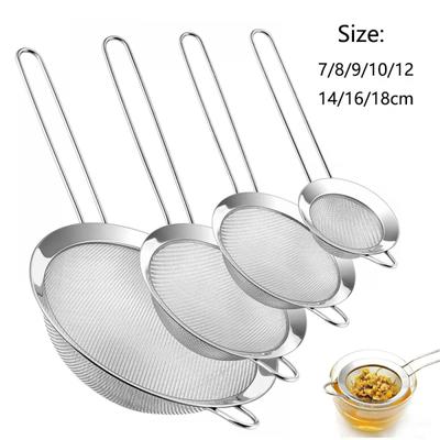 1-4pcs Stainlesss Steel Fine Mesh Food Strainer Sifter for Baking with Handle Flour Sieve Sifter Juice Soy Milk Kitchen Tool