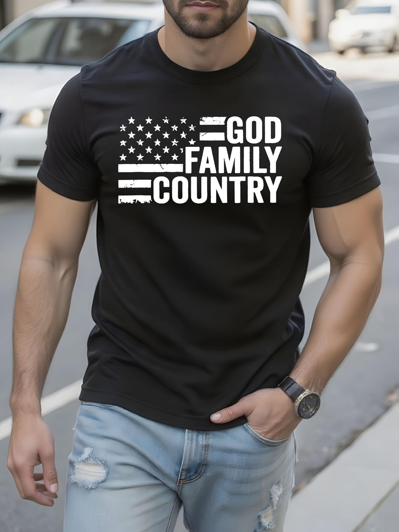 Patriotic American Flag Tshirt - GOD FAMILY COUNTRY Bold ... S