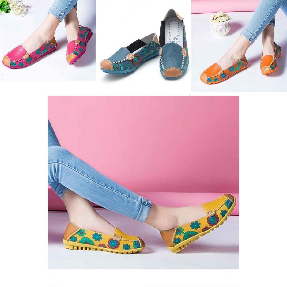 Elegant Women Leather Shoes Loafers Soft Leisure Flats Female Casual Shoes Size 36-44