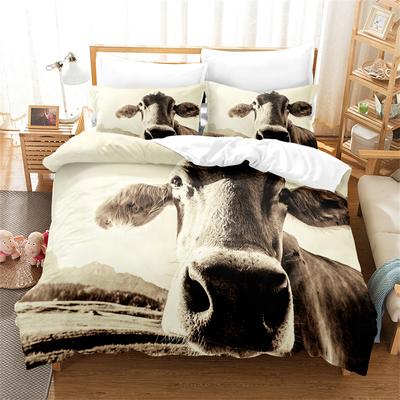 Juego de Funda Nórdica de Animales Estampado 3D Vaca Elefante Pez Cubierta de Edredón Tamaño King Queen Twin Poliéster Cubierta de Edredón para Niño Adolescente Adulto