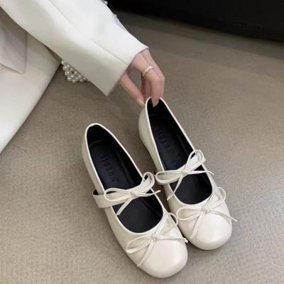 Modische Elegante Schleifenverzierte Damenlederschuhe Stilvolle Runde Zehenpartie Mary Jane Schuhe Bequeme Flache Damen Einzelschuhe