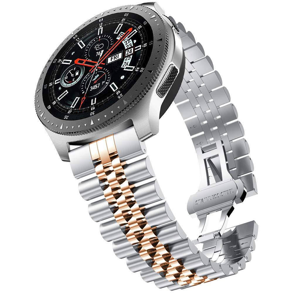 Classic 22mm Metal Watch Band for Huawei Watch GT 2 GT2 Pro GT3 Pro 46mm Stainless Steel Bracelet for Samsung Watch 3 45mm/Gear S3 Strap