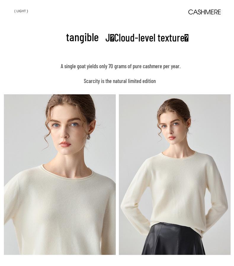Pull en cachemire 100 % pur pour femme, coupe ample, ourlet roulé, col rond, manches longues, tricot pour l'automne et l'hiver