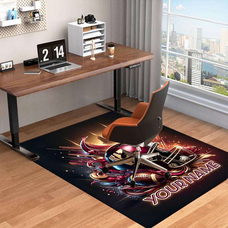 1PC Custom Name Urban Football Helmet Art Theme Floor Mat Ideal for Living Room, Game Rooms, Office, Bedroom,Floor Mat Playful Design229