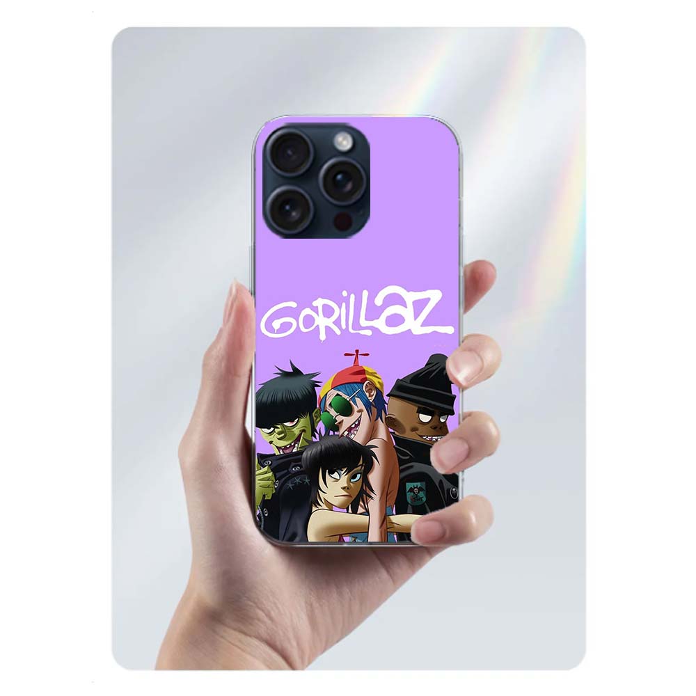 Gorillaz Anime Clear Phone Case For Iphone 17 Air 16 Pro Max 15 Pro 14 Plus 17E 16E 11 13 12 Mini Cover Cases Fundas Cell TPU Ca