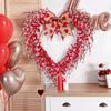 Decorative Wreath Heart-shaped Holiday Wreath with Festive Flowers Greenery Rustic Valentine’s Day Door Decor Seasonal Indoor