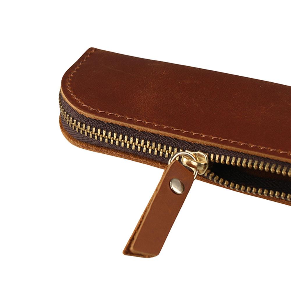 Zipper Pen Protective Bag Pencil Holder Pen Sleeve Pouch Leather Pen Bag  Stationery School