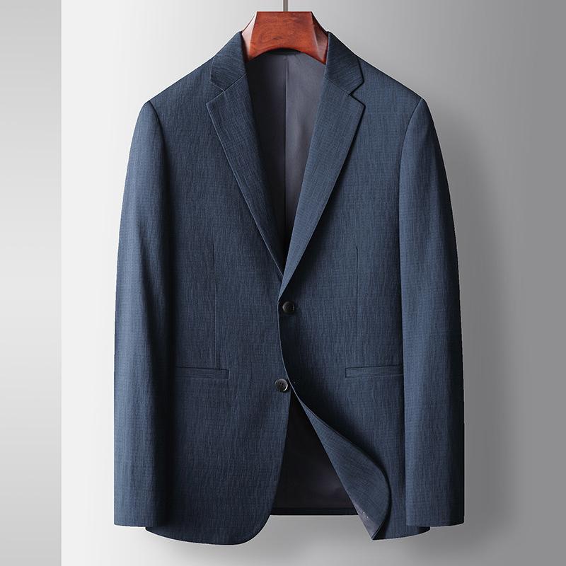

Мужской повседневный костюм весна-осень легкий роскошный деловой однотонный пиджак для людей среднего возраста и молодежи 170 синий