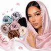 Shiny Women’s Headscarf Lightweight Modest Wrap Elegant Floral Hijab Daily Wear