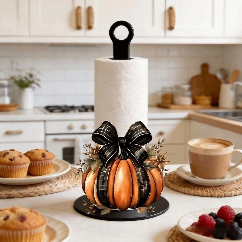 Wooden Base Santa Claus Towel Stand Acrylic Roll Paper Towel Holder Tissue Stand For Kitchen