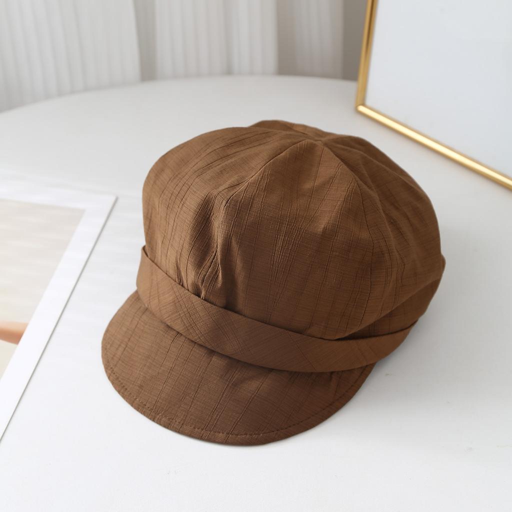 Casquette Béret Simple à Bord Doux pour Femme Printemps Été Chapeau Plissé Casquette Gavroche Visère Pare-Soleil Fine pour Voyage en Plein Air