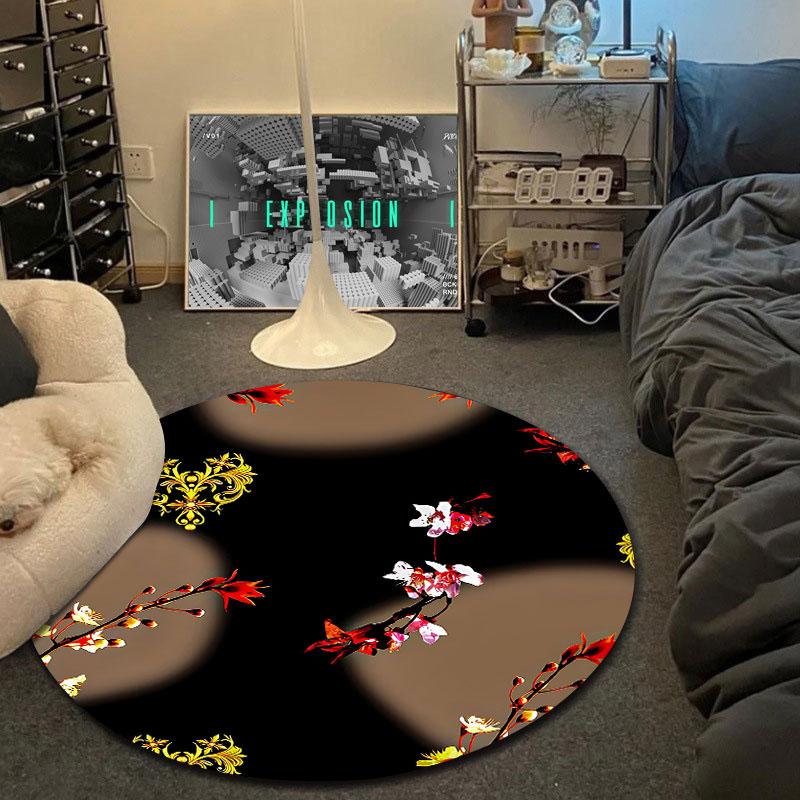 Cozy Round Gothic Multicolor Area Rug, Non-Slip Floor Mat for Nursery