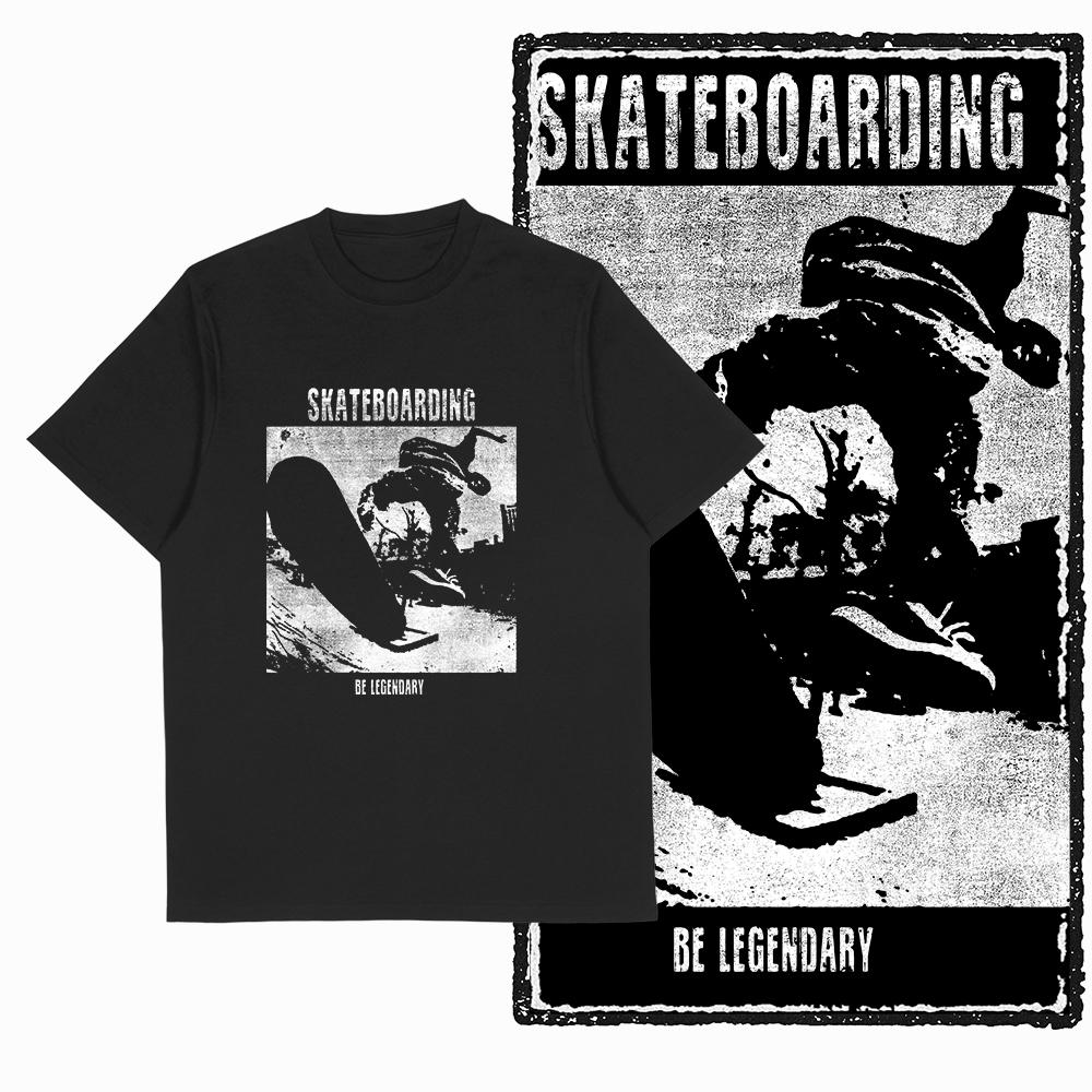 Coolmind YD Skateboard Cotton Exclusive Graphic Men T Shirt for Men Cotton Big Size Skate Cool BLACK Men's Novelty Tee Shirt