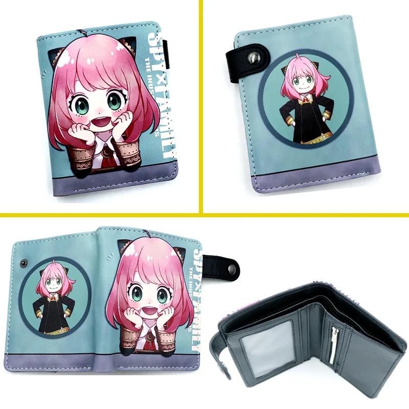 Anime Loid Anya Forger Yor PU Short Folding Wallet Coin Purse with Interior Zipper Pocket