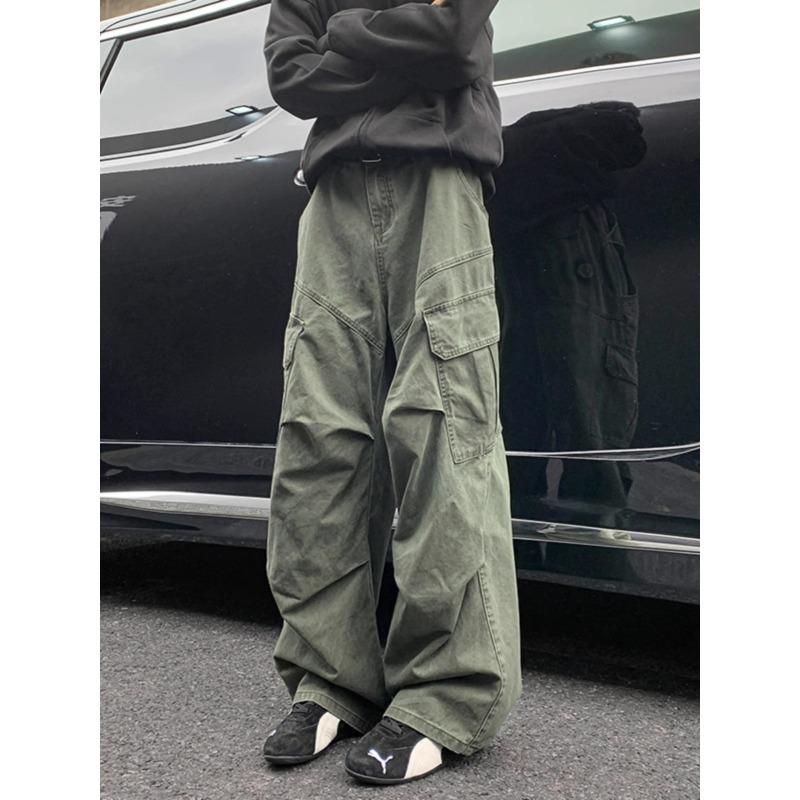 Spring Big Pocket Men's Cargo Pants Japanese Y2k Harajuku Loose Straight Wide Leg Trousers Baggy Pants Man Hip Hop Sweatpants