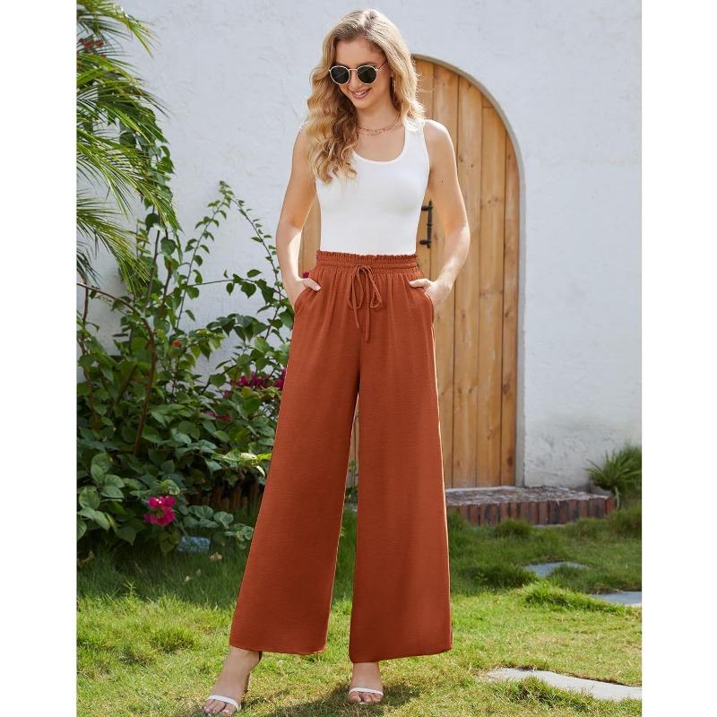 Women's Spring and Summer New Wide Leg Trousers Elastic Waistband Wide Leg High Waist Long Skirt Trousers Female