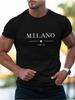 Milano Italia Nadrukowany Męski T-shirt Krótki Rękaw Codzienny Letni Fajny Koszulka Ar007