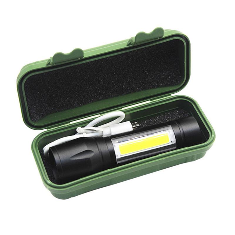 Aluminum Mini COB Zoomable Flashlight Usb Rechargeable Work Light Torch Outdoor Emergency Inspection