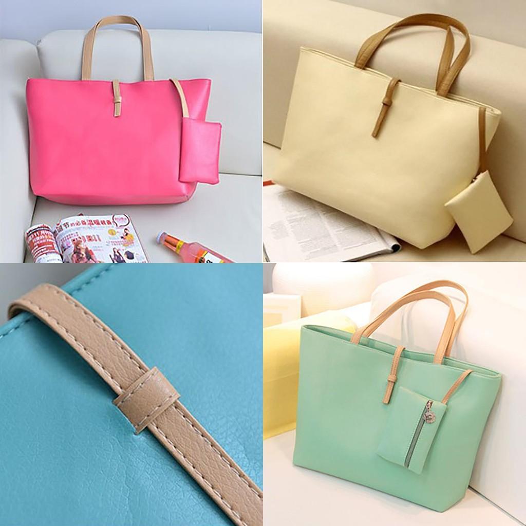 Elegant Women Shopping Tote Faux Leather Messenger Handbag With Spacious Compartments