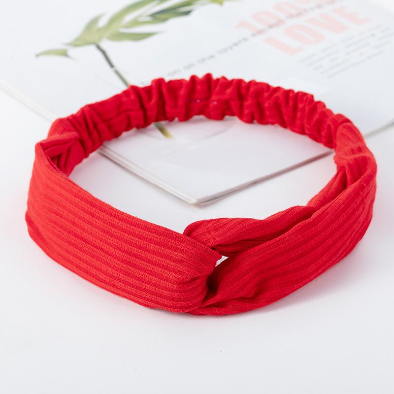European & American Knit Crossover Headband: Pure Color Elastic Yoga Sports Hair Tie for Women