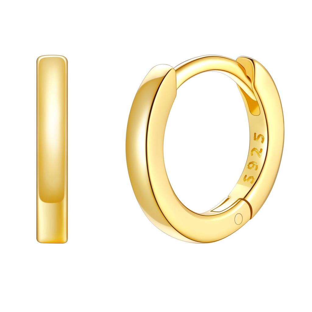 hoop small ring k18 inner diameter simple accessories [Silvora] Men's earrings, earrings, women's earrings, gold, small, 12mm, 20G,