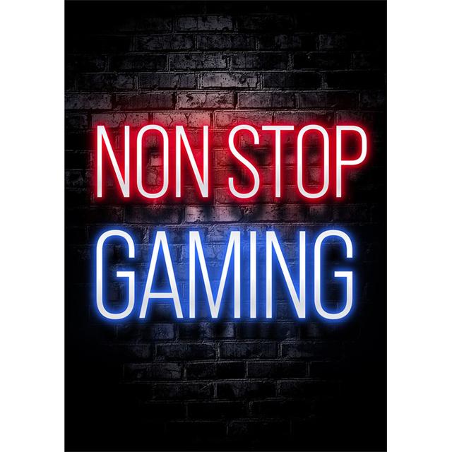 Playroom Poster Decoration Gaming Prints Neon Video Gamer Canvas Painting Wall Art Picture for Kids Boys Game Room Decor Gift No Frame