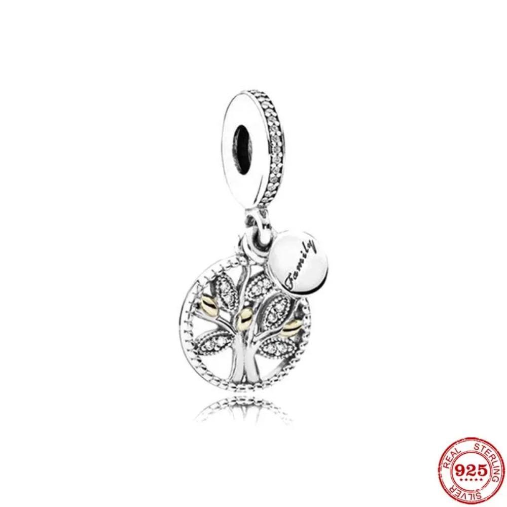 925 Silver Family Charm Fit Original Bracelet Jewelry Pendant Boy Girl Sparkling Mom Bead Sisters Dangle Plated