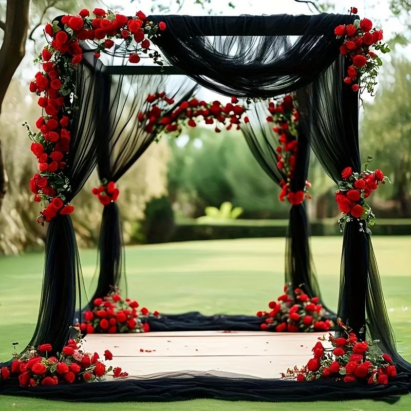 2pcs 8meter Black Polyester Tulle Draping Fabric Wedding Arches Birthday Parties & Stage Decor Christmas Halloween St. Patrick's