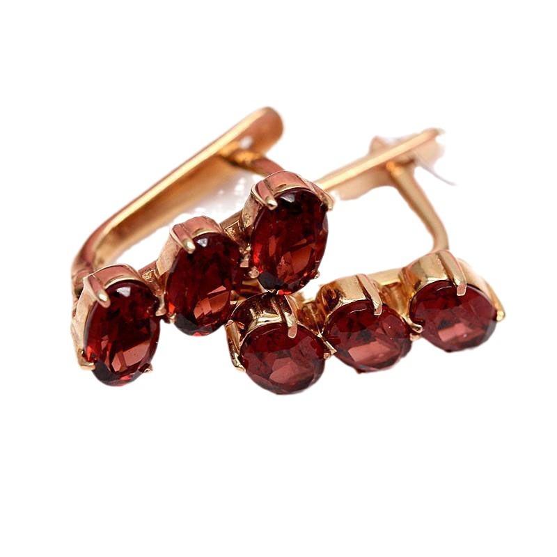 Exquisite Russian Purple Gold Round Earrings Inlaid With Pomegranate Ear Buckles Trendy Fashion Temperament Rose Gold Plated Earrings