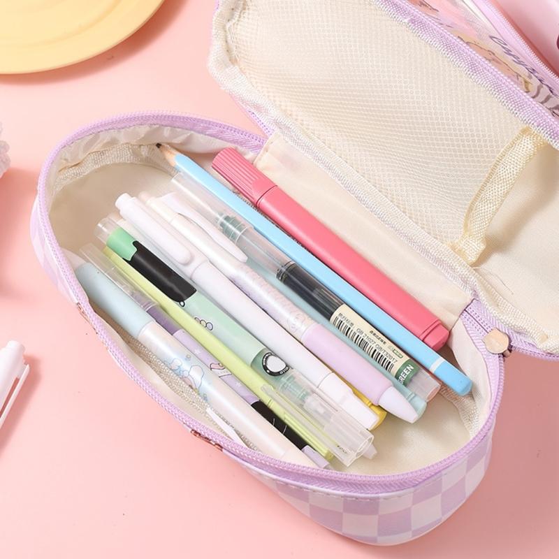 Cartoon Capibala Pencil Bag Large Capacity Pencil Case Aesthetic Pen Case Makeup Bag Clear Pen Bag Pencil Organisers