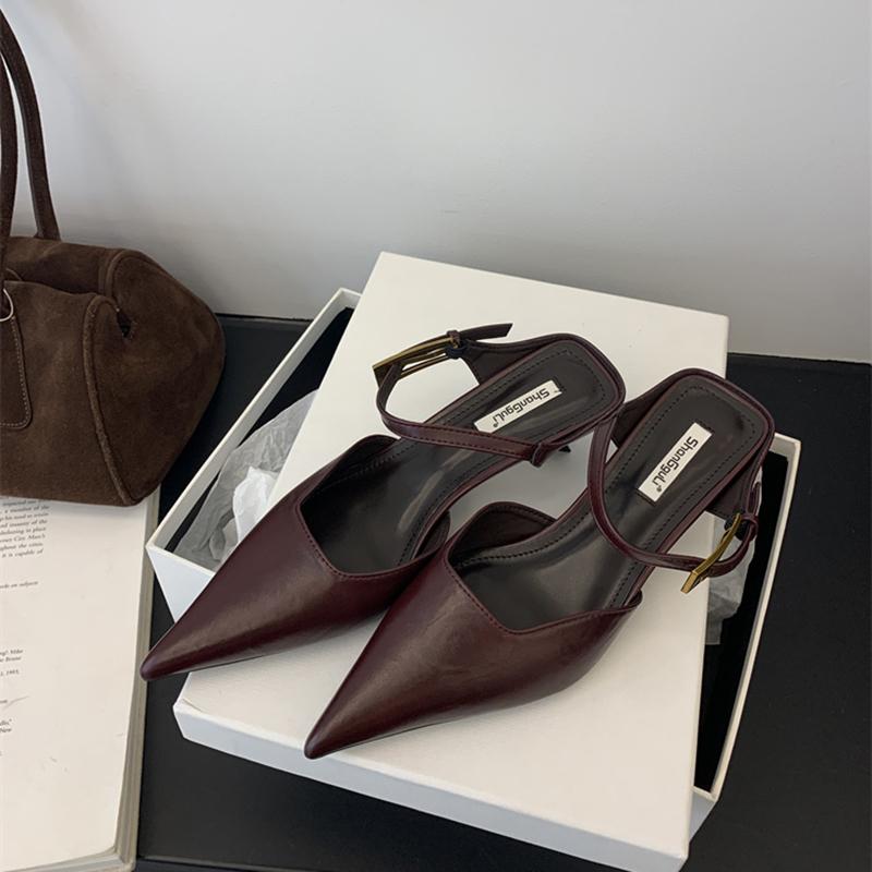 Fashion Summer Cover Toe Women Slippers Fashion Singbacks Mules Shoes Ladies Elegant Thin Heel Stripper Party Sandalias