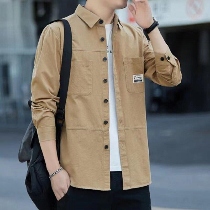 Spring and Autumn Cotton Men's Long Sleeve Shirt Casual Loose Edition Non-ironing Business Shirt Men's Jacket