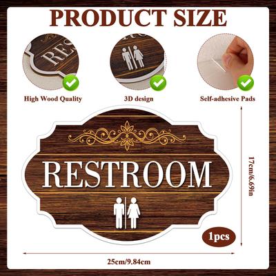 Unisex Restroom Signs Gender Neutral Bathroom Decor Toilet Rule Wooden Plaque Hanging Wall Art Bathroom Quote Wood Sign Septic