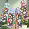 1PC Retro Astronaut Robot Space Pattern 750ml Color Plastic Sports Water Bottle Leakproof Flip Straw Lid Suitable for Sports Office Home Use