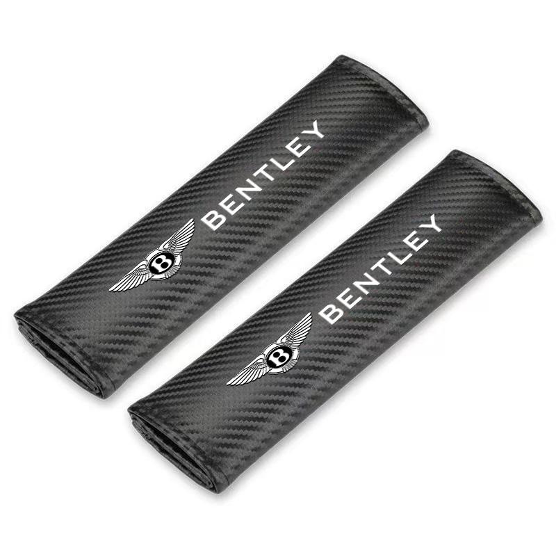 

2PCS Carbon Fiber Leather Car Seat Belt Cover Shoulder Pad For New Bentley Continental GT MULLINER Bentayga Flying Hurtling Spur